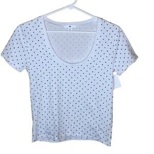 BP White Black Polka Dot Short Sleeve Shirt New XS